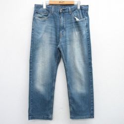 W34★古着 リーバイス Levis 505 メンズ ヒゲ 紺 ネイビー デニム 25jun05 中古 ボトムス ジーパン Gパン ロング パンツ