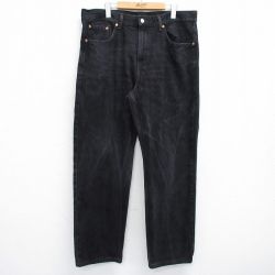 W38★古着 リーバイス Levis 550 メンズ ヒゲ コットン 黒 ブラック デニム 25jun05 中古 ボトムス ジーパン Gパン ロング パンツ