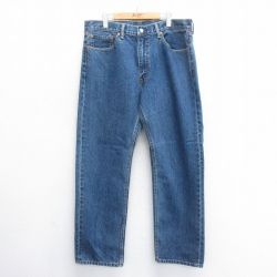 W38★古着 ジーンズ リーバイス Levis 505 メンズ コットン 紺 ネイビー デニム 25jun14 中古 ボトムス ジーパン Gパン ロング パンツ