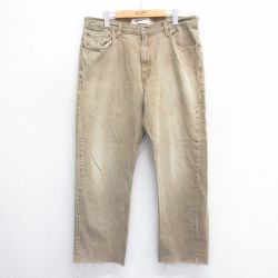 【20%OFF】W36★古着 ジーンズ リーバイス Levis 505 メンズ コットン 茶系 ブラウン デニム 25jun14 中古 ボトムス ジーパン Gパン ロング パンツ
