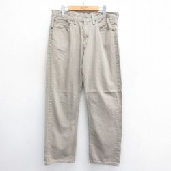 W36★古着 ジーンズ リーバイス Levis 505 メンズ コットン ベージュ系 カーキ デニム 25jun14 中古 ボトムス ジーパン Gパン ロング パンツ