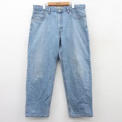 W38★古着 リーバイス Levis 550 メンズ コットン 紺 ネイビー デニム 25jun21 中古 ボトムス ジーパン Gパン ロング パンツ