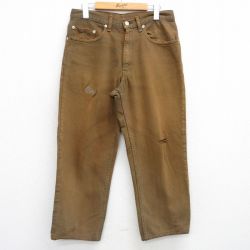 W31★古着 ジーンズ リーバイス Levis 550 メンズ 90年代 90s コットン USA製 茶 ブラウン デニム 【spe】 25jul05 中古 ボトムス ジーパン Gパン ロング パンツ