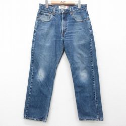W33★古着 ジーンズ Levis リーバイス 505 メンズ ヒゲ コットン 紺 ネイビー デニム 25jul25 中古 ボトムス ジーパン Gパン ロング パンツ
