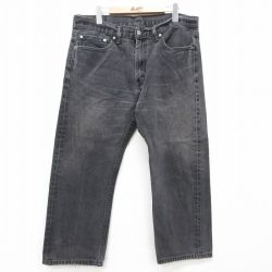 W37★古着 ジーンズ Levis リーバイス 505 メンズ ヒゲ コットン 黒 ブラック デニム 25jul25 中古 ボトムス ジーパン Gパン ロング パンツ