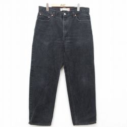 W37★古着 ジーンズ Levis リーバイス 550 メンズ ヒゲ コットン 黒 ブラック デニム 【spe】 25jul25 中古 ボトムス ジーパン Gパン ロング パンツ