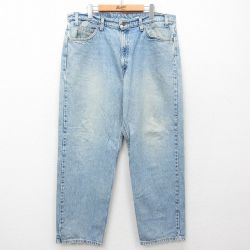 W39★古着 ジーンズ Levis リーバイス 550 メンズ 00年代 00s ヒゲ 大きいサイズ コットン 薄紺 ネイビー デニム 25jul25 中古 ボトムス ジーパン Gパン ロング パンツ