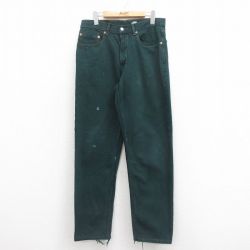W33★古着 ジーンズ Levis リーバイス 550 メンズ 00年代 00s テーパード 緑 グリーン デニム 25sep05 中古 ボトムス ジーパン Gパン ロング パンツ
