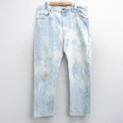 W38★古着 リーバイス Levis 505 メンズ 90年代 90s コットン USA製 薄紺 ネイビー デニム ブリーチ加工 25oct15 中古 ボトムス ジーパン Gパン ロング パンツ