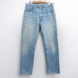 W32★古着 リーバイス Levis 505 メンズ 90年代 90s ヒゲ コットン USA製 紺 ネイビー デニム 25oct15 中古 ボトムス ジーパン Gパン ロング パンツ
