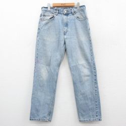 W34★古着 ジーンズ Levis リーバイス 505 メンズ 00年代 00s ヒゲ コットン 紺 ネイビー デニム 25oct27 中古 ボトムス ジーパン Gパン ロング パンツ
