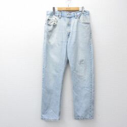 W34★古着 ジーンズ Levis リーバイス 505 メンズ 00年代 00s ヒゲ コットン カナダ製 紺 デニム 26mar05
