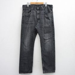 W36★古着 ジーンズ Levis リーバイス 505 メンズ ヒゲ コットン 黒 デニム 26mar24