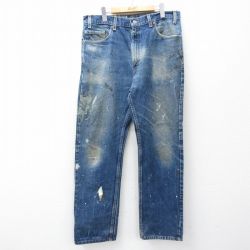 W36★古着 ジーンズ Levis リーバイス 505 メンズ ヒゲ 紺 デニム 26apr21