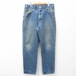 W36★古着 ジーンズ Levis リーバイス 550 メンズ 90年代 90s ヒゲ コットン USA製 紺 デニム【spe】 26apr27