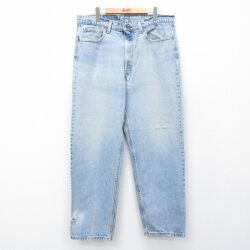 W37★古着 ジーンズ Levis リーバイス 550 メンズ 90年代 90s ヒゲ コットン USA製 紺 デニム【spe】 26apr28