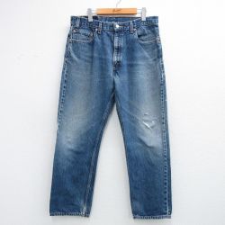 W35★古着 ジーンズ Levis リーバイス 505 メンズ 00年代 00s ヒゲ コットン ネイビー デニム【spe】 26may13