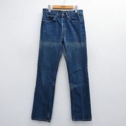 W32★古着 ジーンズ Levis リーバイス 517 メンズ 90年代 90s ブーツカット ヒゲ コットン USA製 紺 ネイビー デニム 【spe】 25may09 中古 ボトムス ジーパン Gパン ロング パンツ