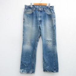 W36★古着 ジーンズ Levis リーバイス 517 メンズ 90年代 90s フレア ブーツカット ヒゲ コットン USA製 紺 デニム【spe】 26may11