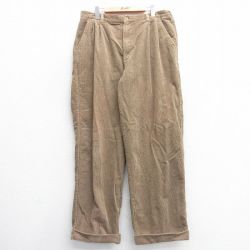 W36★古着 コーデュロイ パンツ メンズ 太畝 コットン ベージュ カーキ 25mar04 中古 ボトムス ロング