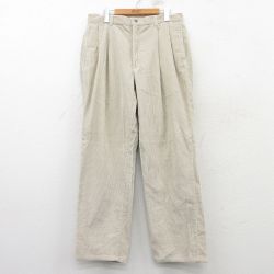 W35★古着 エルエルビーン LLBEAN コーデュロイ パンツ メンズ 90年代 90s 太畝 薄ベージュ系 カーキ 25mar08 中古 ボトムス ロング