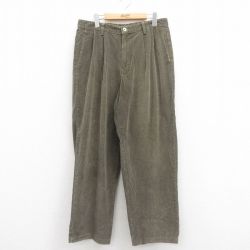 W35★古着 トミーヒルフィガー TOMMY HILFIGER ブランド コーデュロイ パンツ メンズ 90年代 90s ワンポイントロゴ 太畝 薄ベージュ カーキ 25aug29 中古 ボトムス ロング