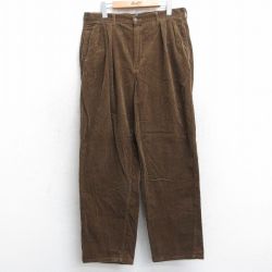 W34★古着 ラルフローレン Ralph Lauren ブランド コーデュロイ パンツ メンズ 90年代 90s 太畝 コットン USA製 タロン 茶 ブラウン 【spe】 25sep13 中古 ボトムス ロング