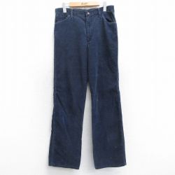 W33★古着 ラングラー Wrangler コーデュロイ パンツ メンズ 80年代 80s USA製 タロン 紺 ネイビー 【spe】 25sep13 中古 ボトムス ロング