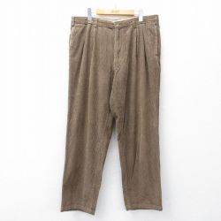 W38★古着 コーデュロイ パンツ メンズ 太畝 コットン 茶 ブラウン 25sep18 中古 ボトムス ロング