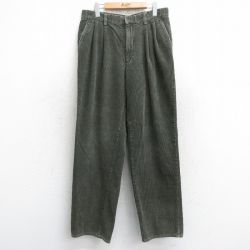W34★古着 セントジョンズベイ コーデュロイ パンツ メンズ 00年代 00s 太畝 コットン 濃緑 グリーン 【spe】 25sep26 中古 ボトムス ロング
