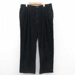 W38★古着 HAGGAR コーデュロイ パンツ メンズ 太畝 黒 ブラック 25oct11 中古 ボトムス ロング