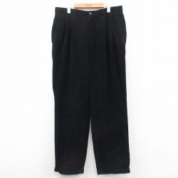 W36★古着 コーデュロイ パンツ メンズ コットン 黒 ブラック 25oct11 中古 ボトムス ロング