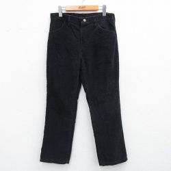 W32★古着 ラスラー コーデュロイ パンツ メンズ 80年代 80s USA製 黒 ブラック 25oct15 中古 ボトムス ロング