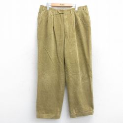 W36★古着 コーデュロイ パンツ メンズ 90年代 90s 太畝 コットン イタリア製 ベージュ系 カーキ 25oct25 中古 ボトムス ロング