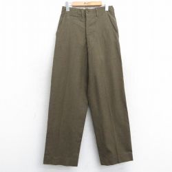W28★古着 ビンテージ ミリタリー パンツ メンズ 50年代 50s 濃緑 グリーン 25feb15 中古 ボトムス ロング