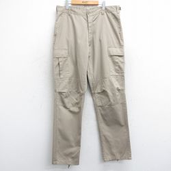 W40★古着 ミリタリー カーゴ パンツ メンズ 大きいサイズ ベージュ カーキ 25feb15 中古 ボトムス ロング