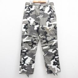 W35★古着 ミリタリー カーゴ パンツ メンズ シティカモ グレー他 迷彩 25feb20 中古 ボトムス ロング