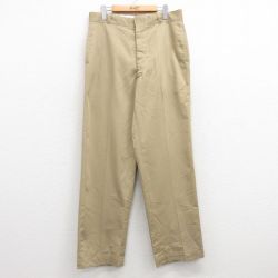 W34★古着 ビンテージ スラックス ミリタリー パンツ メンズ 70年代 70s アーミー ARMY USA製 ベージュ カーキ 25feb20 中古 ボトムス ロング
