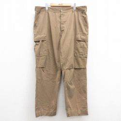 W40★古着 ミリタリー カーゴ パンツ メンズ 大きいサイズ 茶 ブラウン 25feb21 中古 ボトムス ロング