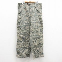 W35★古着 ミリタリー ナイロン カーゴ パンツ メンズ ゴアテックス デジタルタイガーカモ 緑系他 グリーン 迷彩 【spe】 25feb21 中古 ボトムス ロング