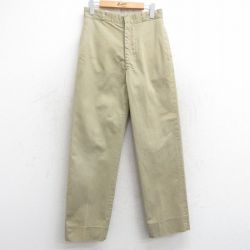 W29★古着 ビンテージ ミリタリー チノ パンツ チノパン メンズ 60年代 60s コットン USA製 ベージュ カーキ 25feb22 中古 ボトムス ロング