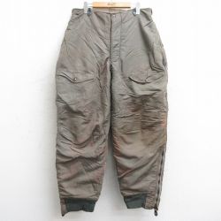 W35★古着 ビンテージ ミリタリー パンツ メンズ 50年代 50s F-1B サスペンダー付き ダブルニー USA製 濃緑系 グリーン 25feb22 中古 ボトムス ロング