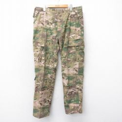 W35★古着 ミリタリー カーゴ パンツ メンズ コンバット マルチカムカモ 茶他 ブラウン 迷彩 25mar13 中古 ボトムス ロング