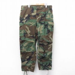 W38★古着 ミリタリー カーゴ パンツ メンズ 90年代 90s コンバット ウッドランドカモ USA製 緑他 グリーン 迷彩 25mar13 中古 ボトムス ロング