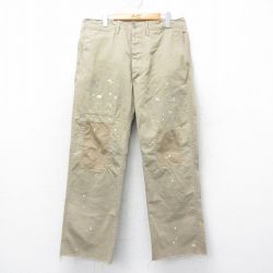 W36★古着 ラルフローレン Ralph Lauren ダブルアールエル ブランド ミリタリー チノ パンツ チノパン メンズ ペイント加工 コットン ベージュ カーキ 【spe】 25mar26 中古 ボトムス ロング