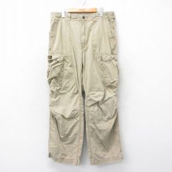 W39★古着 ラルフローレン Ralph Lauren ポロジーンズ ブランド ミリタリー ベイカー カーゴ パンツ メンズ 00年代 00s リップストップ コットン ベージュ カーキ 25mar26 中古 ボトムス ロング