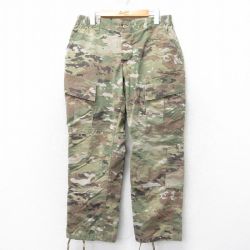 W33★古着 ミリタリー カーゴ パンツ メンズ コンバット リップストップ マルチカムカモ USA製 ベージュ他 カーキ 迷彩 25mar26 中古 ボトムス ロング