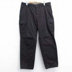 W38★古着 ミリタリー カーゴ パンツ メンズ 黒 ブラック 25may09 中古 ボトムス ロング
