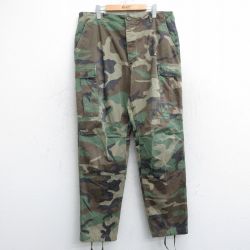 W38★古着 ミリタリー カーゴ パンツ メンズ 80年代 80s ウッドランドカモ コンバット USA製 濃緑他 グリーン 迷彩 25may09 中古 ボトムス ロング
