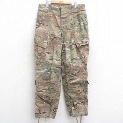 W35★古着 ミリタリー カーゴ パンツ メンズ アーミー ARMY コンバット リップストップ マルチカムカモ レーヨン USA製 ベージュ カーキ 迷彩 【spe】 25aug08 中古 ボトムス ロング